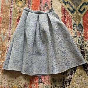 Dusty Blue Floral A-line Skirt